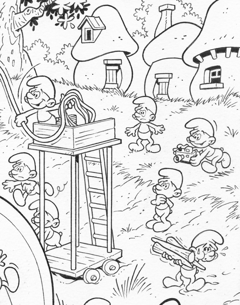 Jordi David Redo – Eredeti tusrajz - Obélix & The Smurfs “Gulliver Tribute” - Hand Signed #3.2