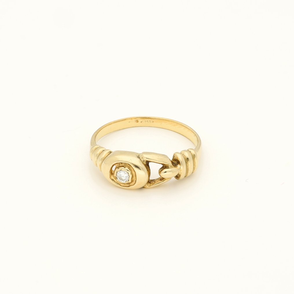 戒指 - 18 克拉 黃金 -  0.04ct. tw. 鉆石 (天然)  #1.0