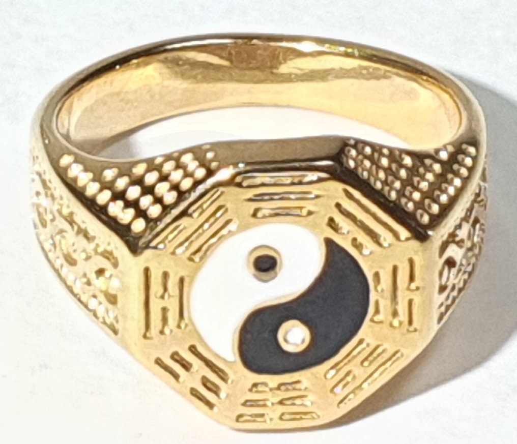 4个精神之环：阴阳（宇宙和谐）、圣殿十字架、埃及十字架和拉丁十字架 - 戒指 #2.1