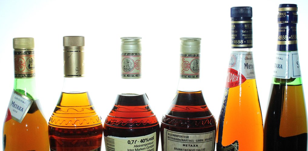 Metaxa - 7 Stars + 5 Stars - b. Anni ‘70, Anni ‘80, Anni ‘90 - 700ml + 750ml - 6 bottiglie #4.3