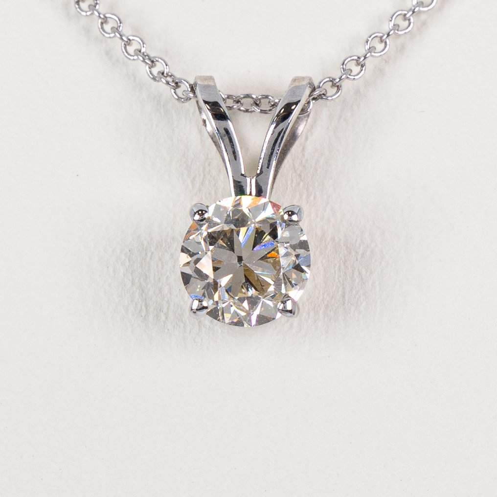 没有保留价 - 吊坠项链 - 14K包金 白金 -  0.80ct. tw. 钻石 (天然) - IGI #1.0