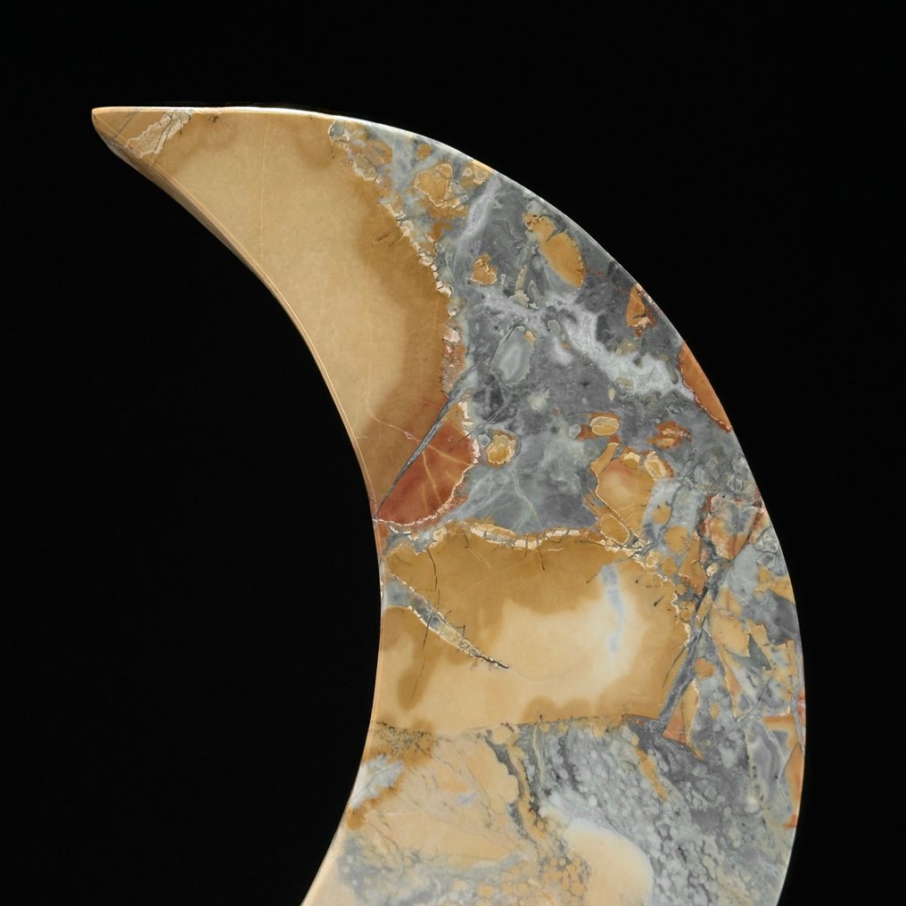 无底价 - 美丽的Maligano Jasper 新月形，配有定制支架 - 高度: 28.4 cm - 宽度: 16 cm- 1900 g - (1) #3.2