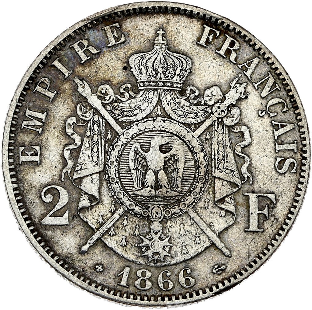 Γαλλία. Napoléon III. 2 Francs 1866-BB, Strasbourg  (χωρίς τιμή ασφαλείας) #1.0