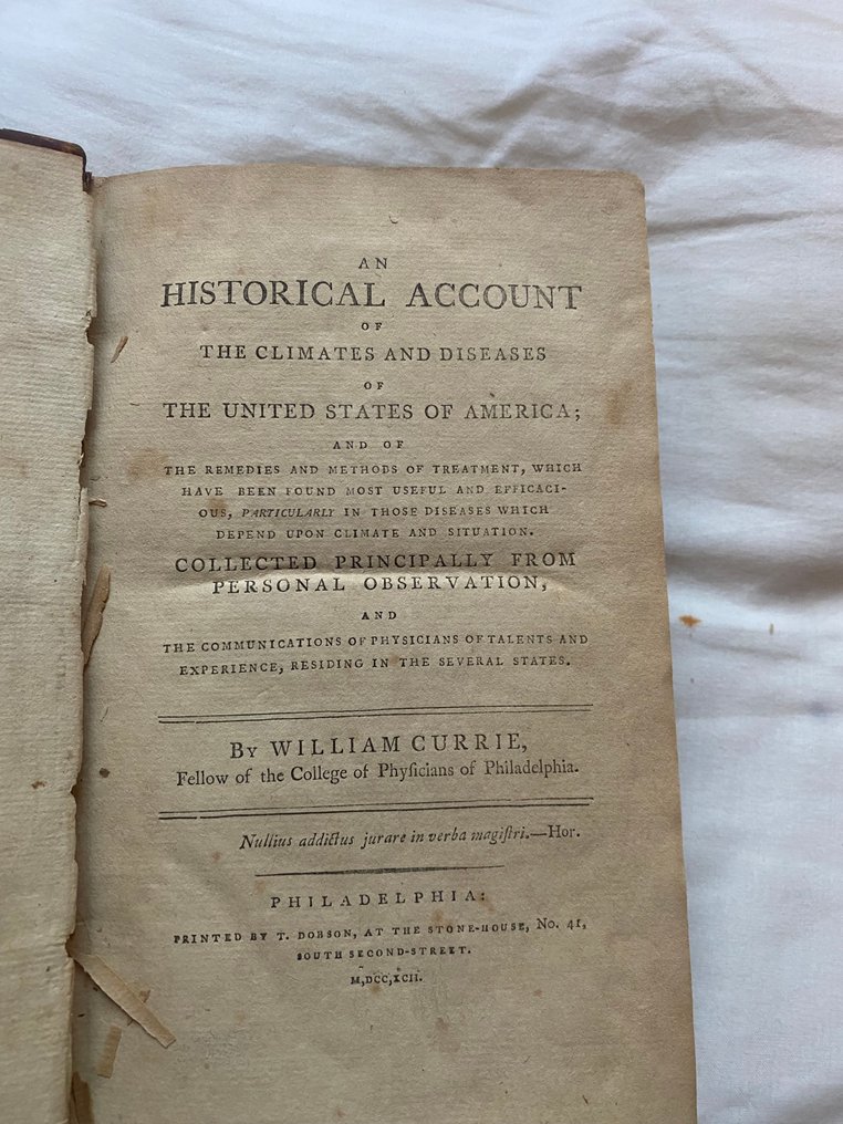 William Currie - An Historical Account of the Climates and Diseases of the United States of America.... - 1792 #3.2