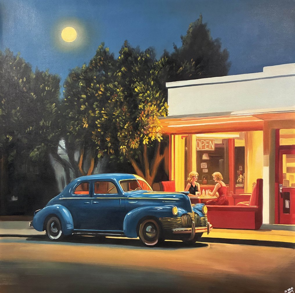 Le Yack - Blue car night - Handmade! - unique work #1.0