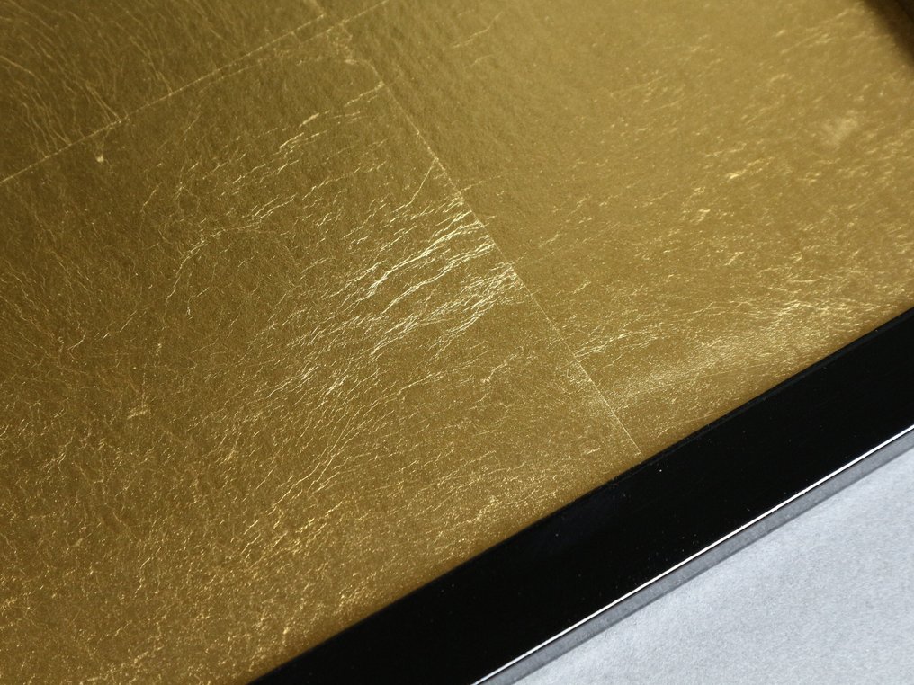 Αναδιπλούμενο πάνελ Byōbu - Τρίπτυχος πίνακας με χρυσό φύλλο Kanazawa και πλαίσιο από μαύρη λακ - Ιαπωνία  (χωρίς τιμή ασφαλείας) #3.2