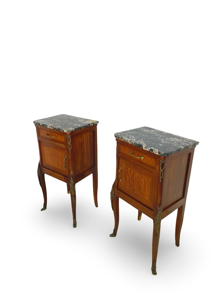 Nightstand (2) - Walnut, Marble, Brass #1.0