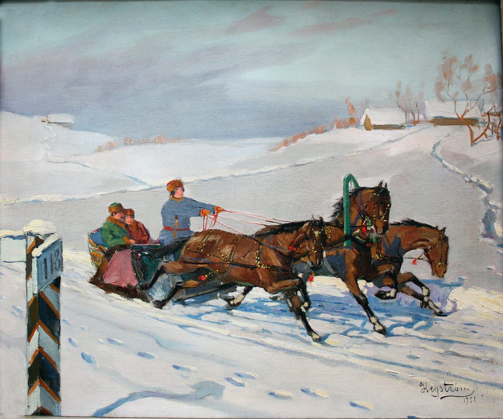 Vladimir Alexandrovitch Hegström (1892-c.1945), В.А. Хегстрем - Russian Troika In snow #2.1