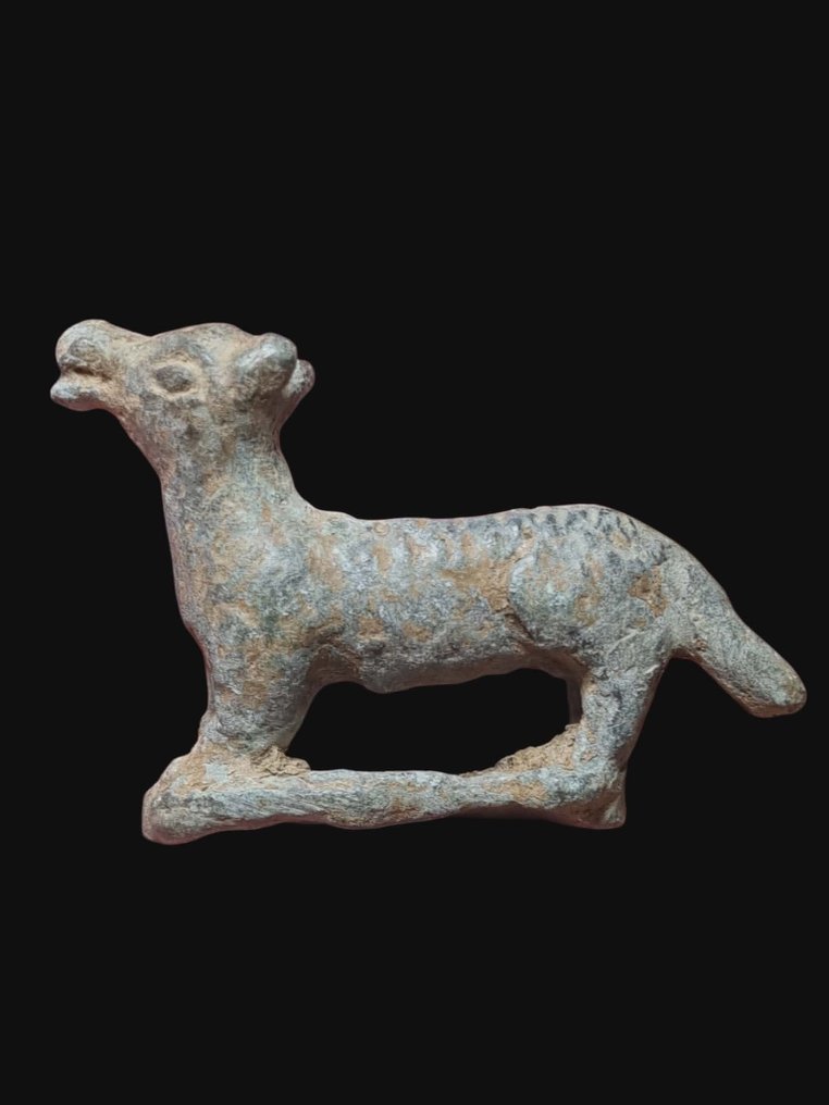 Αρχαία Ρωμαϊκή Μπρούντζος Εκθαμβωτικό Άγαλμα Σκύλου #1.0