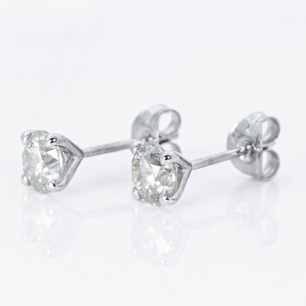 χωρίς τιμή ασφαλείας - Σκουλαρίκια - 14 καράτια Λευκός χρυσός -  1.01ct. tw. Διαμάντι (Φυσικό) - GWLab #4.3