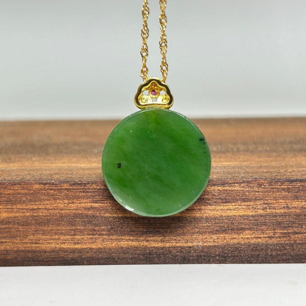 Σκάλισμα, Nephrite pendant and necklace - 26 mm - Πιστοποιημένο νεφρίτη χαλαζίας #4.3