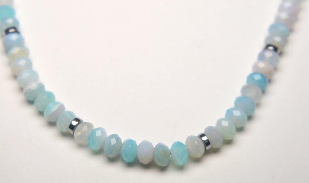 Prata 925 - 38g - Colar - Blue Angel Agate #3.2