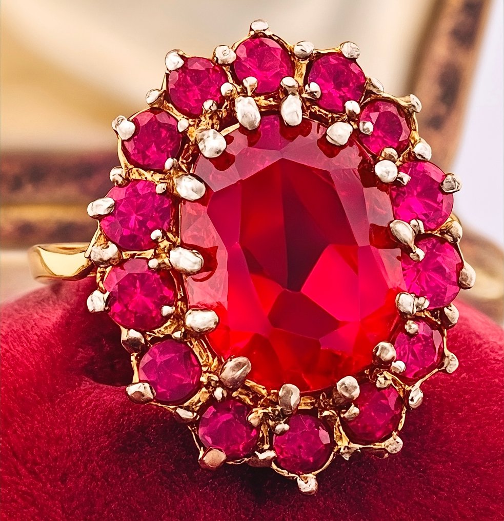 没有保留价 - 戒指 - 9 kt. 黄金, 银 红宝石 #3.2