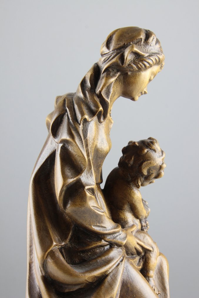 Val Gardena - 雕刻, Wondermooie Maria met Kind - 27 cm - 木 #4.3