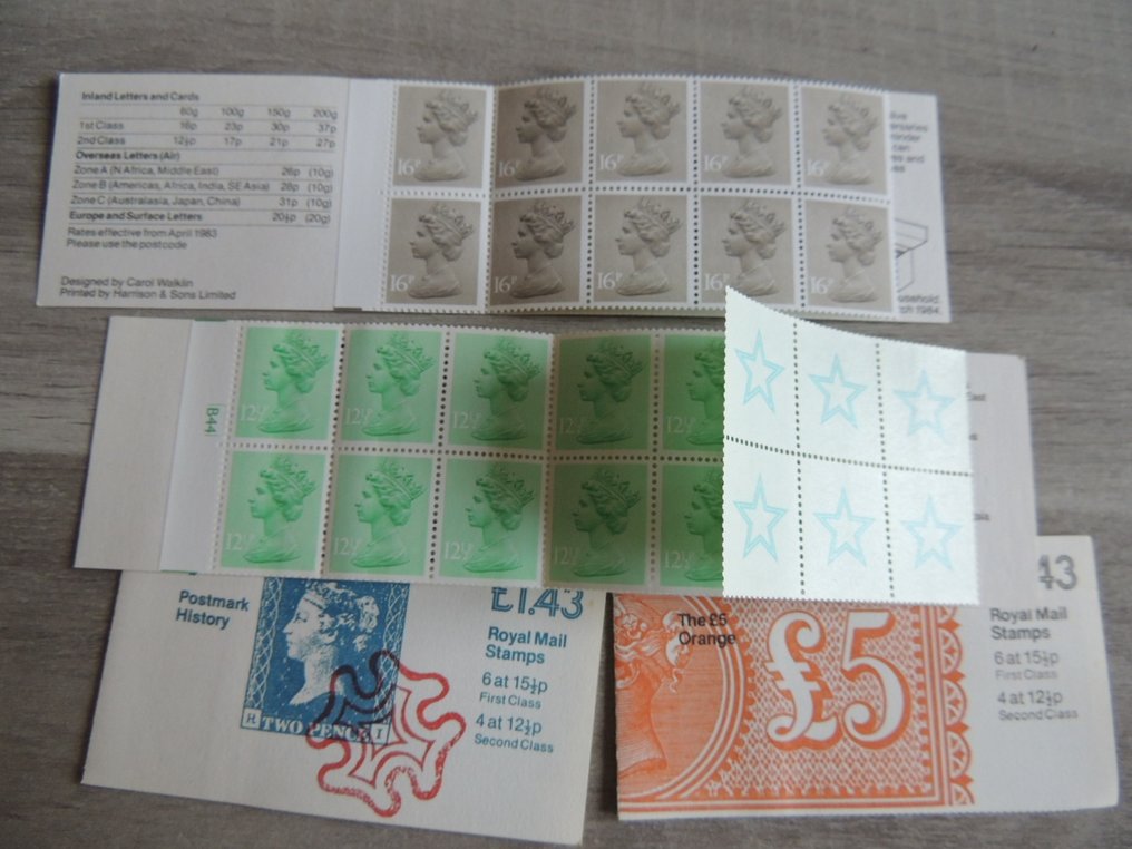 英国  - 精选/一批 1980 年代的 100 本 QEII 型 Machin 笔记本 #4.3