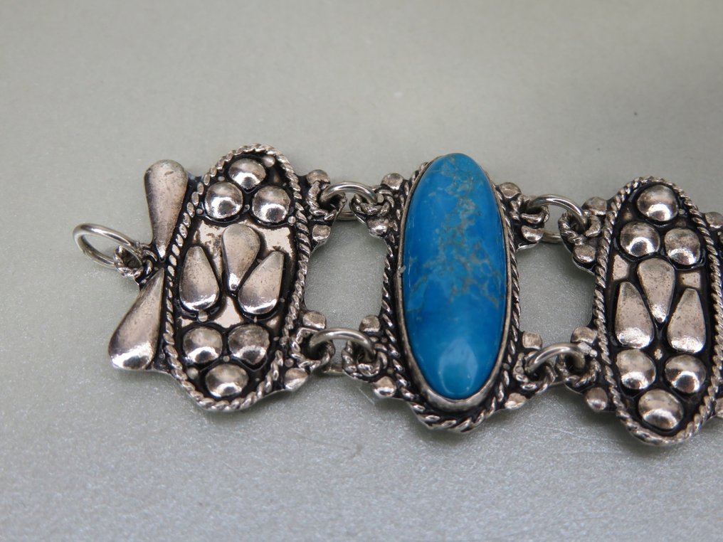 χωρίς τιμή ασφαλείας - Βραχιόλι Ασημί, Ερντέμ βραχιόλι (925/1000) & Ζεϊνέπ Ερόλ καρφίτσα (950/1000) Τυρκουάζ - Βραχιόλι & Κρεμάστρα #3.2