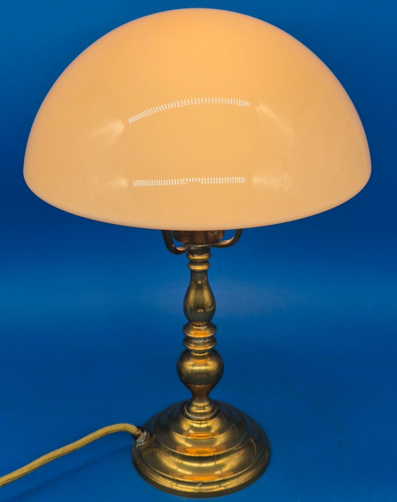 Tischleuchte im klassischen Stil – Opalglas-Schirm – Messing - Lampada - Ottone #1.0