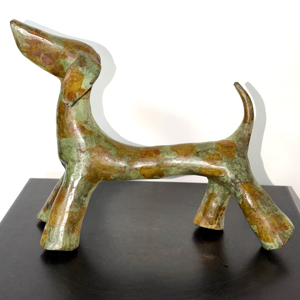 Abdoulaye Derme - Γλυπτό, Chien - 20 cm - Μπρούντζος #4.3