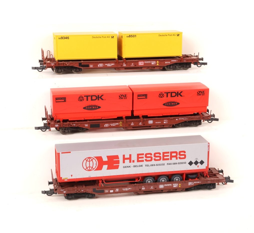 Roco H0 - Τρένο μοντελισμού μεταφοράς εμπορευμάτων (3) - Τρεις φορτωτές με κοντέινερ/ρυμουλκούμενα. - DB #1.0