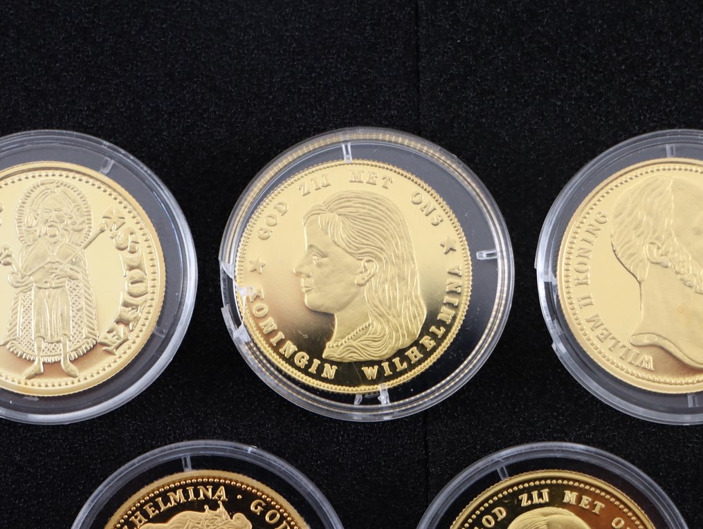 Alankomaat. Lot van 5x Vergulde 24K Munten (Naslagen)  (Ei pohjahintaa) #2.1
