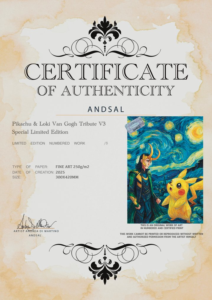 ANDSAL - Pikachu & Loki Van Gogh Tribute V3 Special Limited Edition #1.0