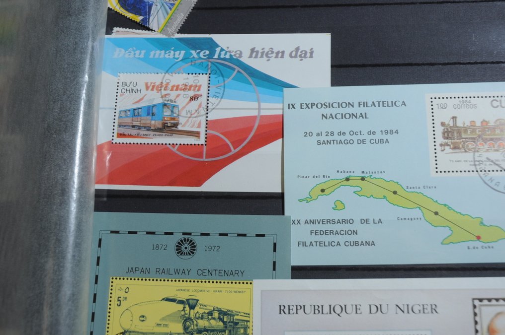 Thematic  - Theme collections Trains, Ships, and Fish with series, blocks, postmarks, and more in stock books #4.3