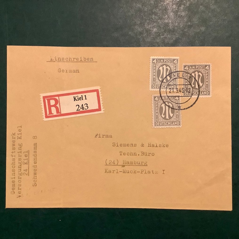 德國 - 當地郵政區 1945 - 基尔：RDP Bezink 12 Pf 以信件形式提供 - Michel #1.0