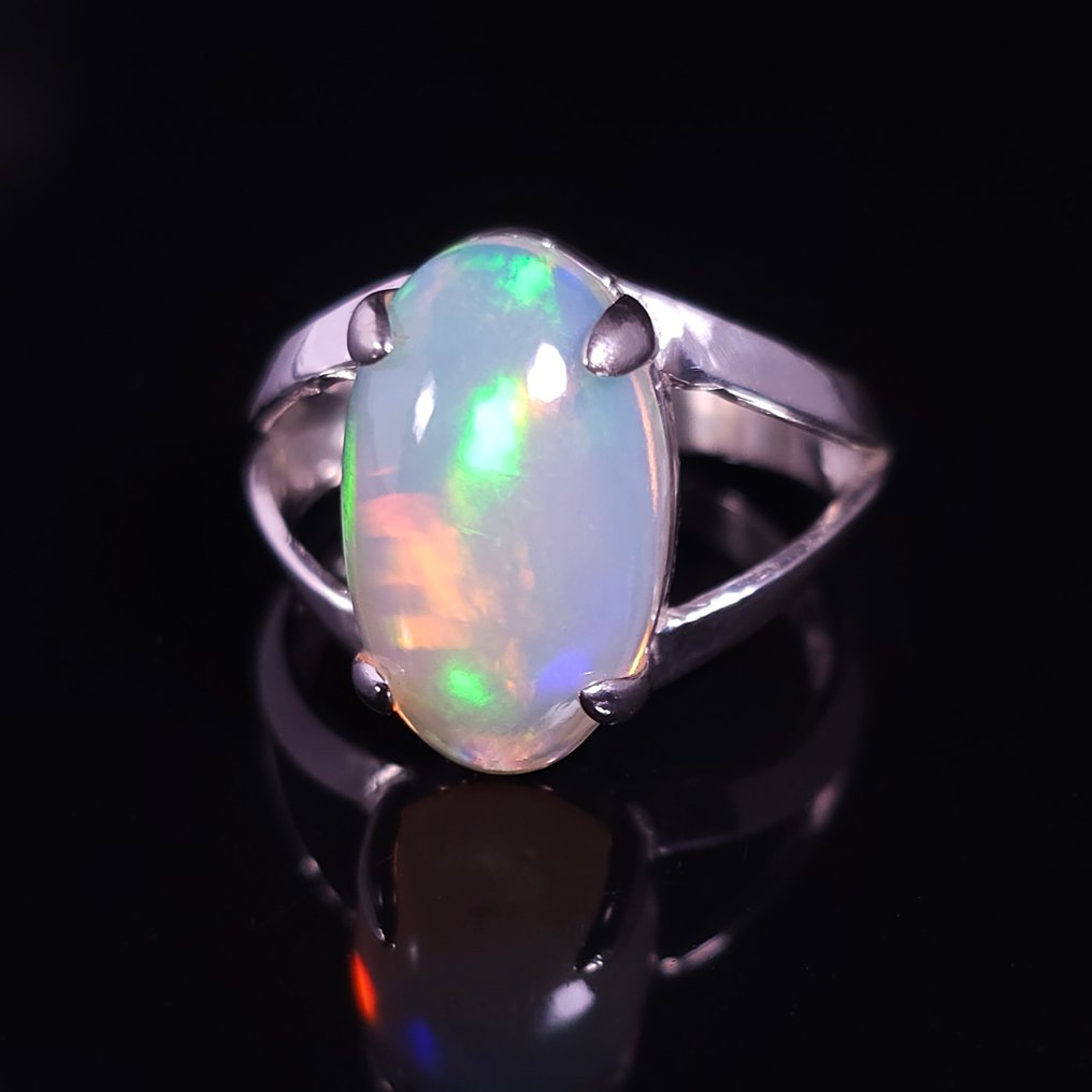Opal - Sølv - Ring - 4,42 ct, høj kvalitet #2.1
