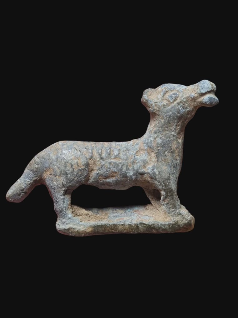 Αρχαία Ρωμαϊκή Μπρούντζος Εκθαμβωτικό Άγαλμα Σκύλου #1.0