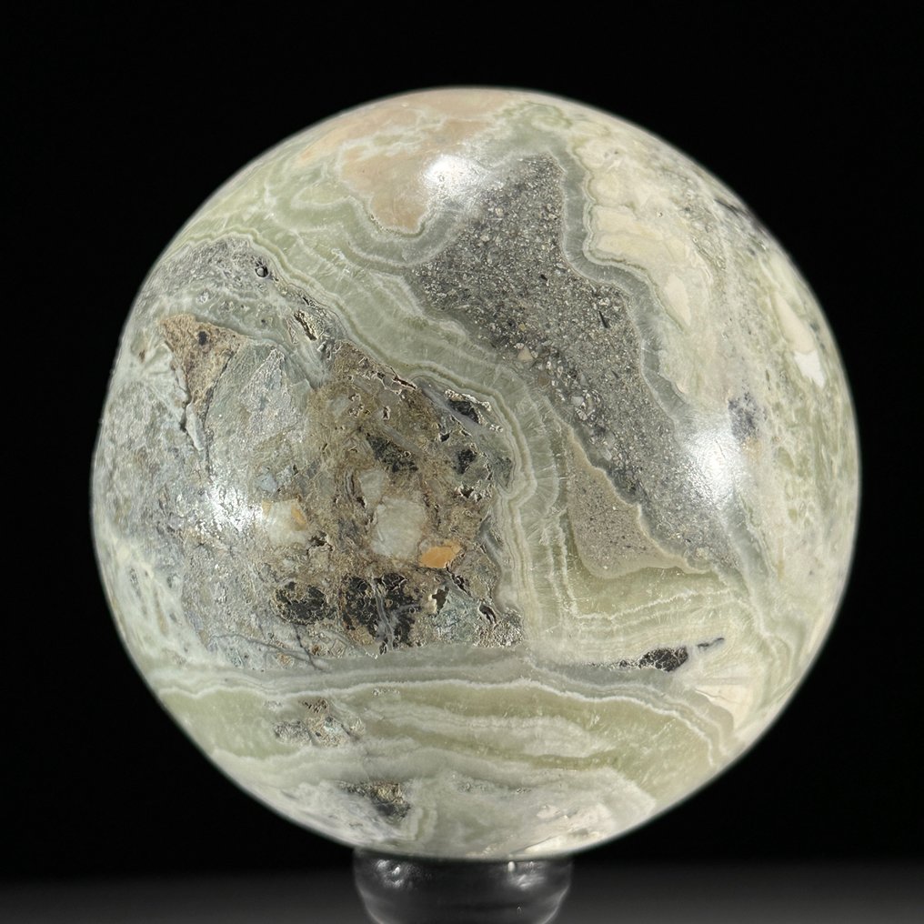 无底价 - 精美的缟玛瑙一对 定制支架上的球体- 3100 g - (2) #4.3