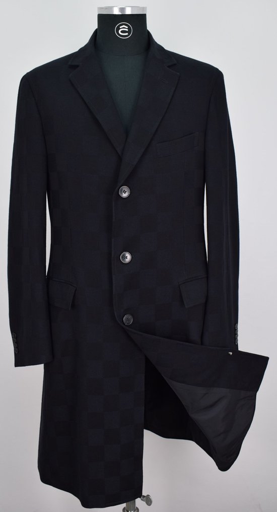 Z Zegna Pure Wool With Leather Undercollar Chess Pattern Winter - Jas #1.0