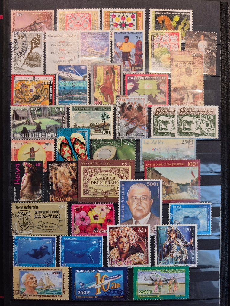 法屬波利尼西亞 1959/1986 - 法属波利尼西亚邮票收藏，装订在带子中的邮票簿中已盖邮戳。 - Yvert #4.3