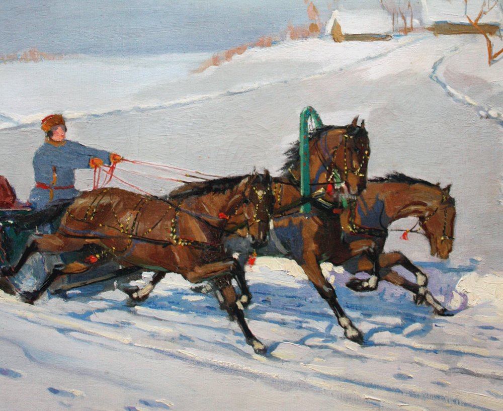 Vladimir Alexandrovitch Hegström (1892-c.1945), В.А. Хегстрем - Russian Troika In snow #3.2