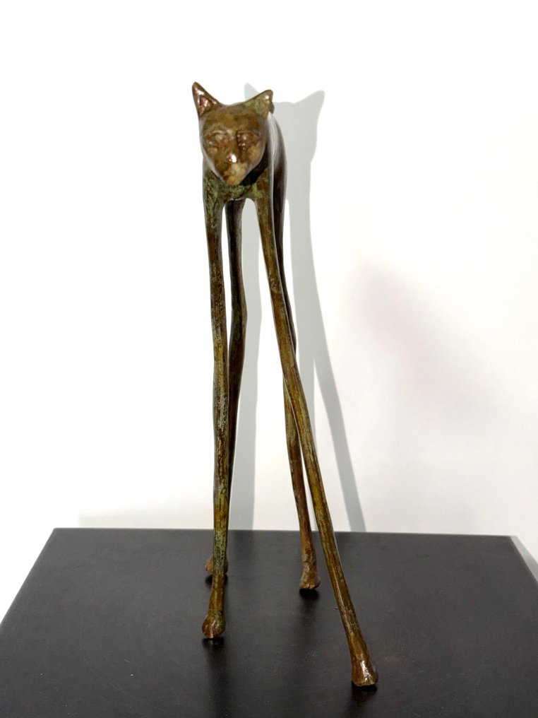 Abdoulaye Derme - Γλυπτό, Chat élancé contemporain - 28 cm - Μπρούντζος #3.2