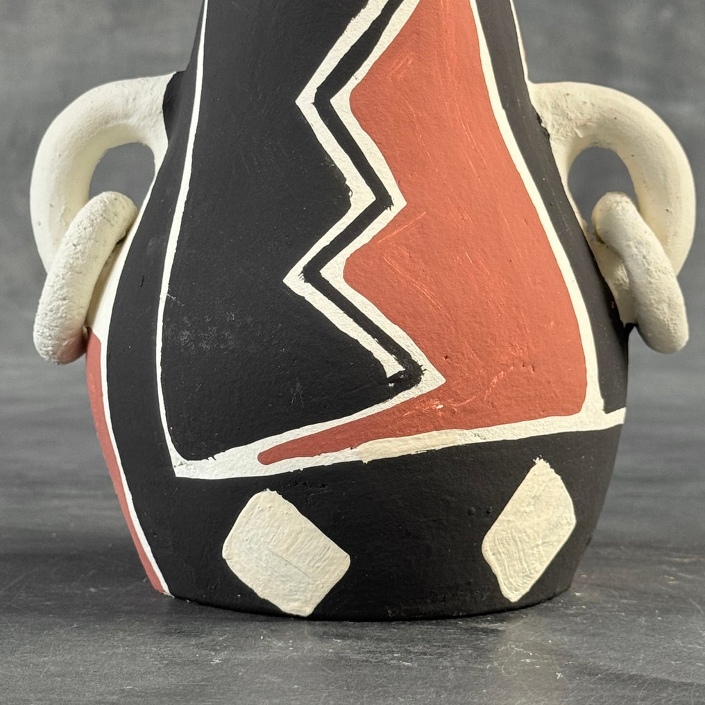 Decorative ornament (2) - NO RESERVE PRICE -Wonderful Pair of Colorful Terracotta Pot - Indonesia #3.2