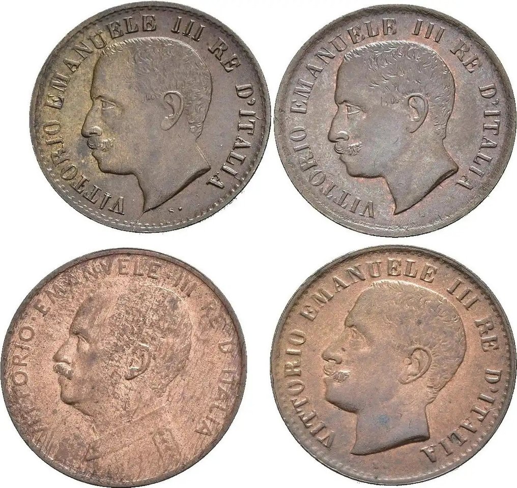 Ιταλία, Βασίλειο Vittorio Emanuele III. 1 Centesimo 1903-1915 (4 monete)  (χωρίς τιμή ασφαλείας) #1.0