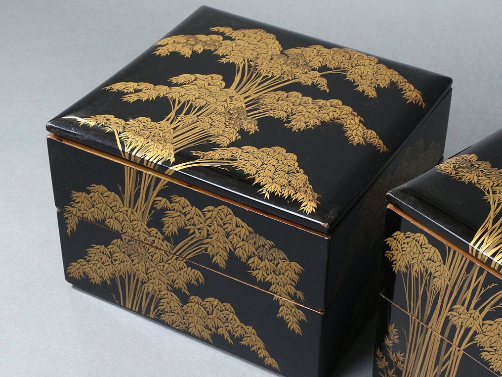 Box - Four-Tier Bamboo Grove Maki-e Jubako - (No Reserve Price) #3.2