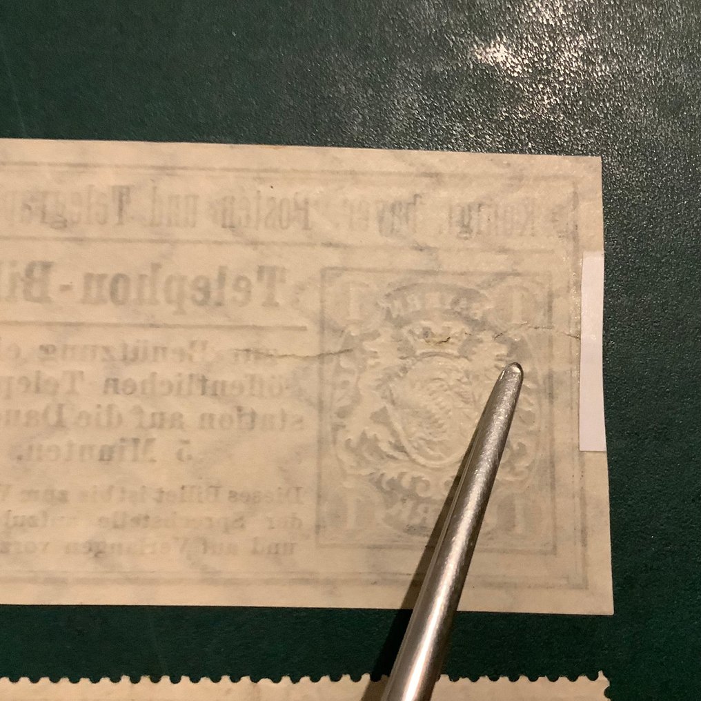 巴伐利亞  - Lotje 电话邮票，其中两个未撕开的邮票。 - Michel #3.2