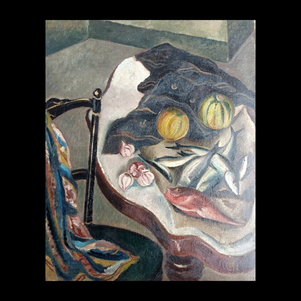 Théodore Stravinsky (1907-1989) - Natura Morta con Pesci e Tessuti #1.0