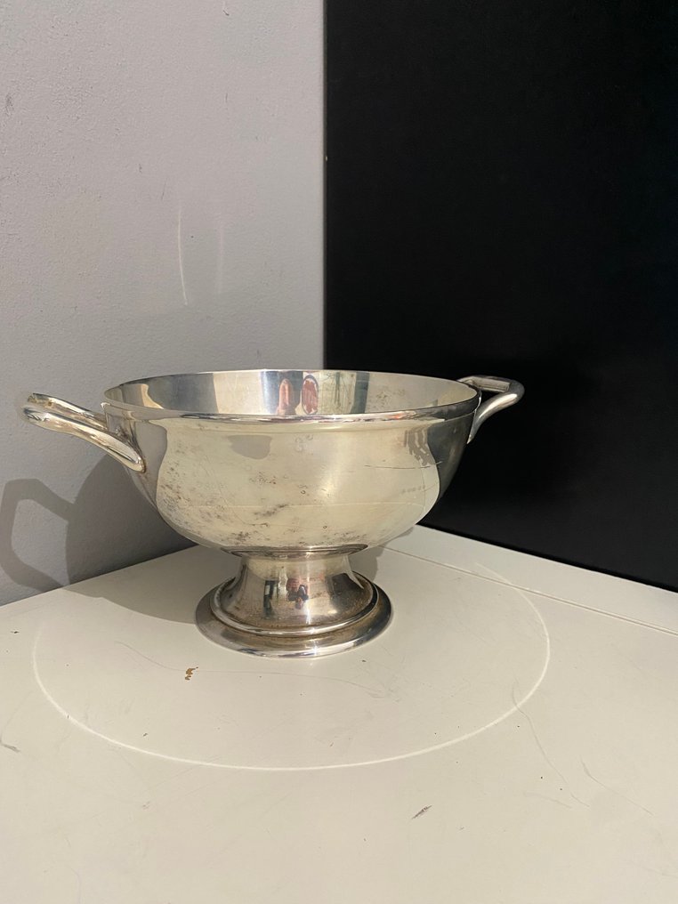 Unbekannt - unbekannt - Schale mit Standfuß - Obstschale - Versilbertes Messing - Versilberte Schale #1.0