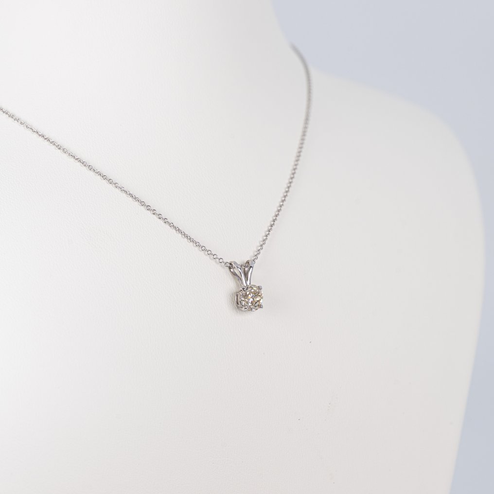 没有保留价 - 吊坠项链 - 14K包金 白金 -  0.80ct. tw. 钻石 (天然) - IGI #4.3