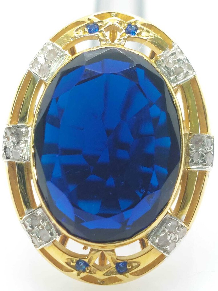 Senza prezzo di riserva - Anello - 9 kt Argento, Oro giallo Zaffiro - Pietre preziose miste #1.0