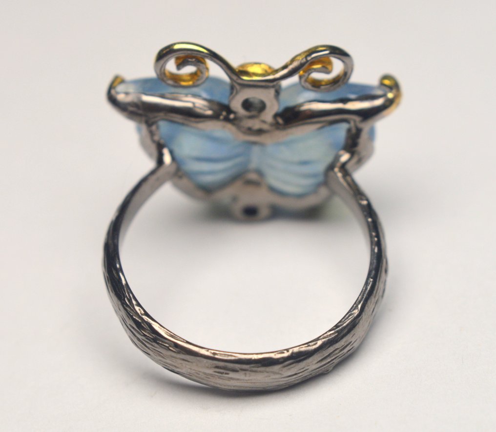 沒有保留價 - 戒指 925纯银 海藍寶石 - 紫水晶 - Butterfly 18.00 克拉 #4.3