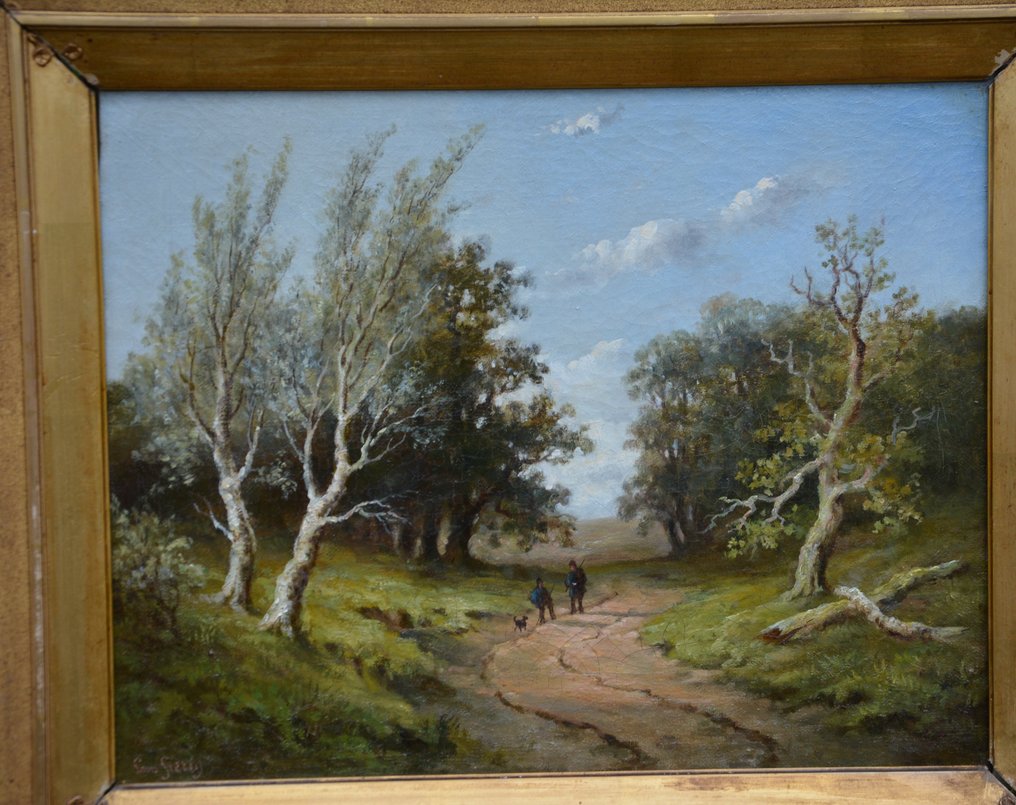 Louis Sierich (1834-1919) - Boslandschap met jagers #4.3