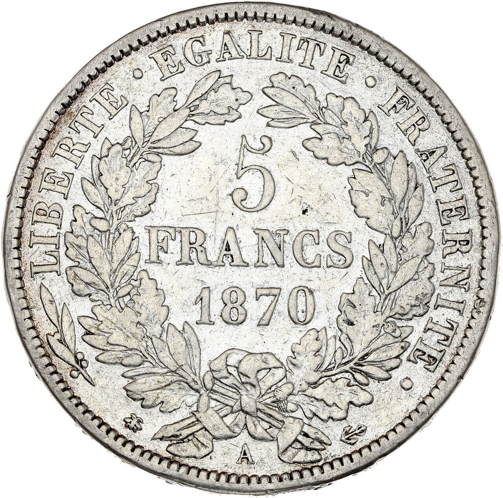 France. 5 Francs 1870-A Cérès avec légende  (No reserve price) #1.0