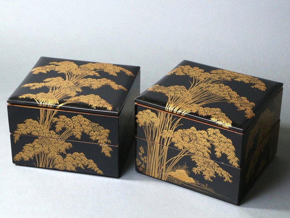 Box - Four-Tier Bamboo Grove Maki-e Jubako - (No Reserve Price) #1.0