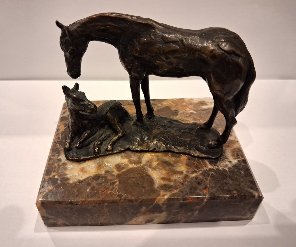 Γλυπτό, Yegua y su potro - 10 cm - Μπρούντζος #1.0
