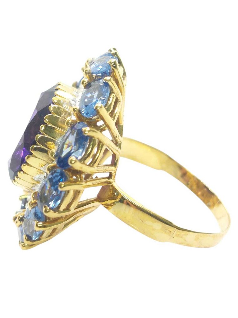 Senza prezzo di riserva - Anello - 9 kt Argento, Oro giallo Ametista - Pietre preziose miste #2.1