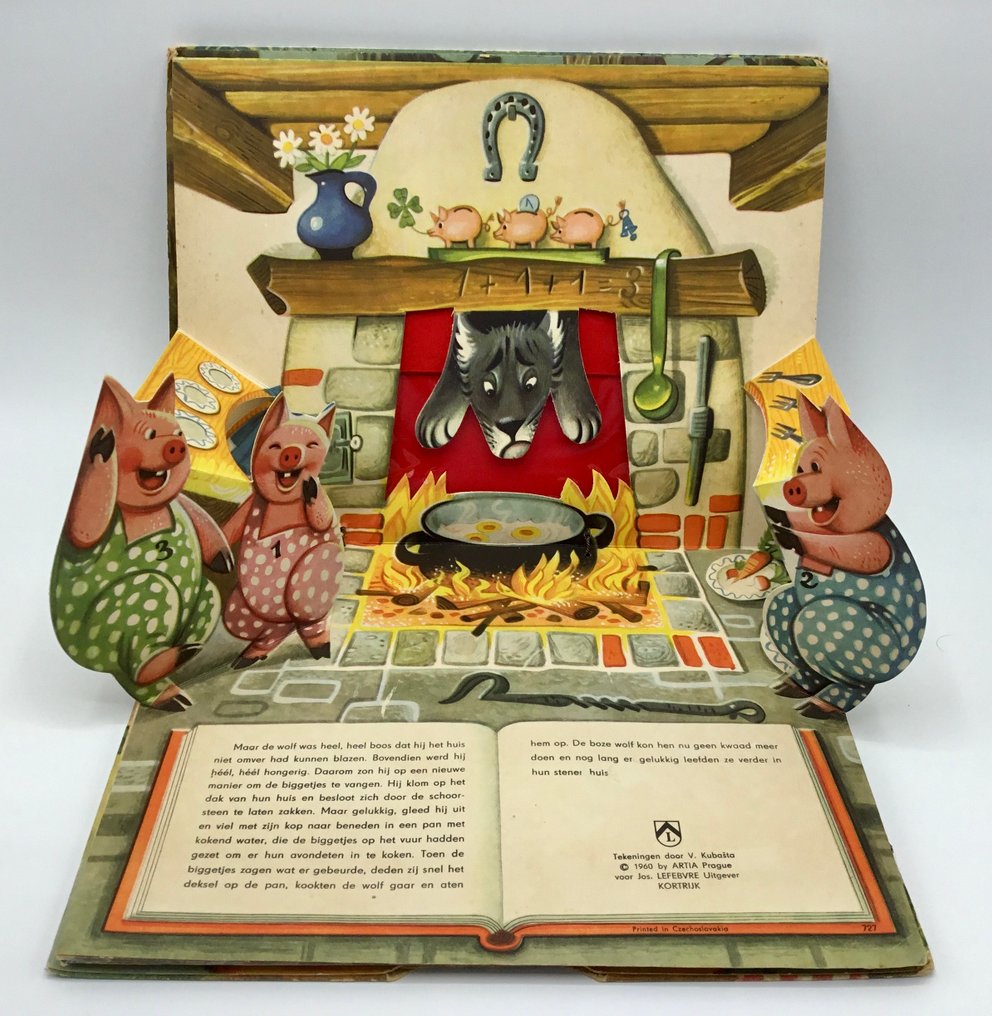 Vojtěch Kubašta - Goudhaantje en de drie beren - De drie biggetjes - Twee in Één - Pop-Up Boek - 1960 #1.0