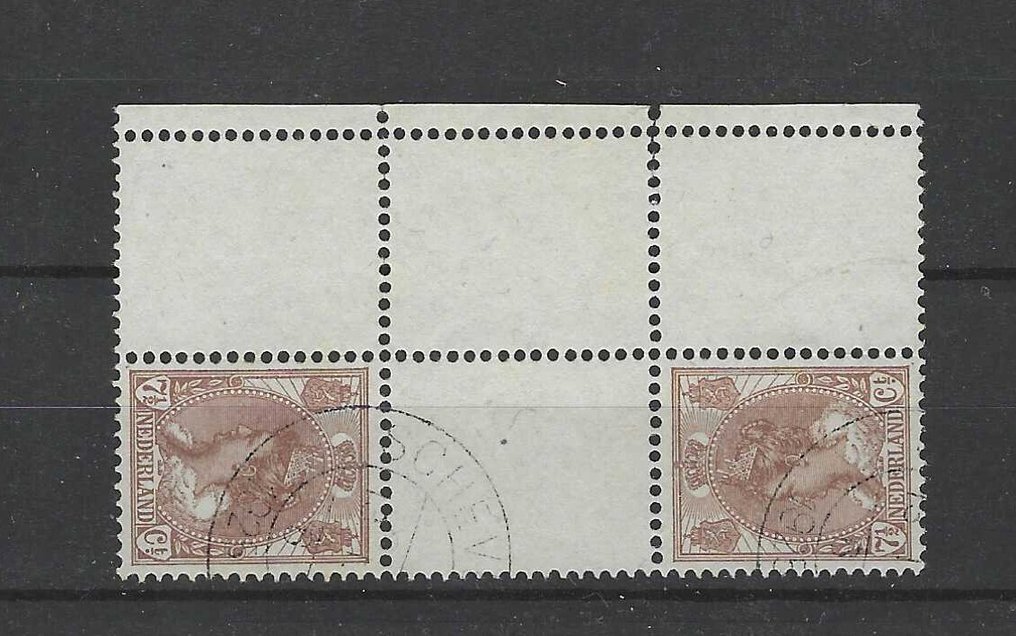 Nederland 1924 - Keerdruk "Têtê-Béche" Wilhelmina - NVPH 61c #1.0